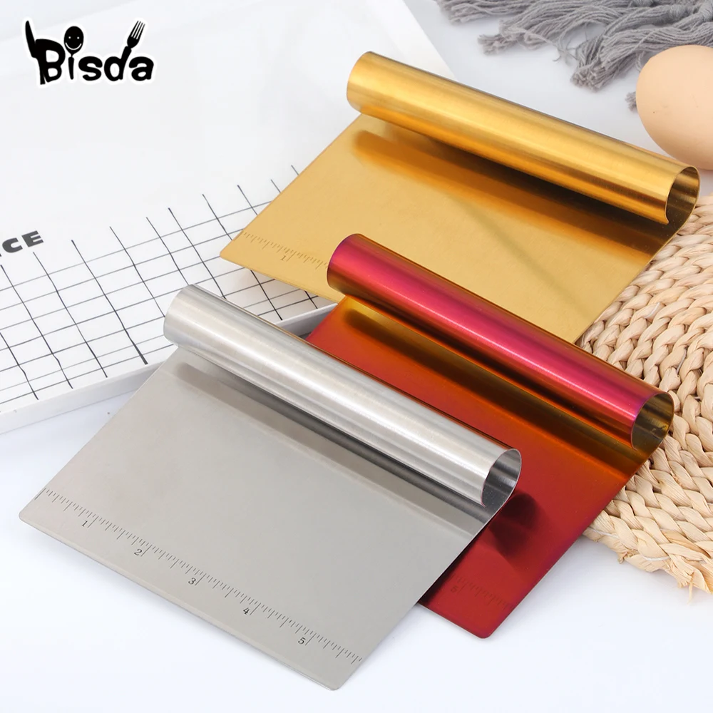 1/2Pcs Bread Scraper Stainless Steel Pizza Dough Scraper Cake Spatulas Tools Bread Baker Kitchen Utensils Pastry Cutter Changfen