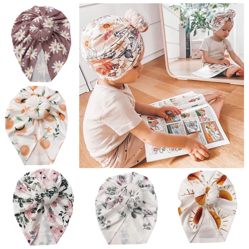 18pc/lot Bamboo Rayon Turban Hat Baby Bun Headband Infant Cotton Elastic Head Wraps Newborn Kid Girls Donuts Bonnet Beanies Caps