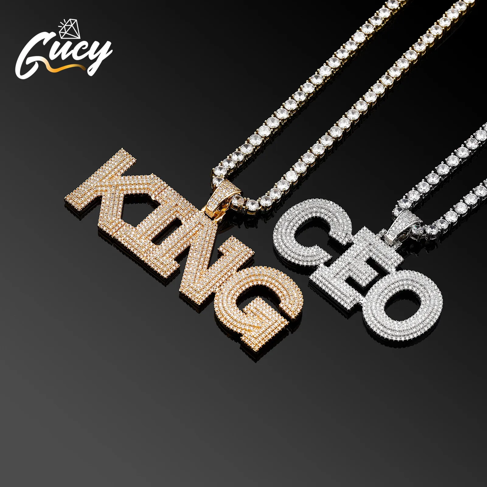 

GUCY Customized Personality And Creative Name Letter pendant Necklace Women/Men's Hip Hop Fashon Jewelry For Jewelry Gift