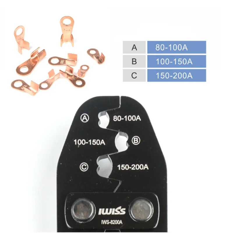 IWS-8200A Battery Lugs and Open Barrel Connectors Crimping Tools works with Wire AWG 5-3 Electrical Cable Crimper Tools