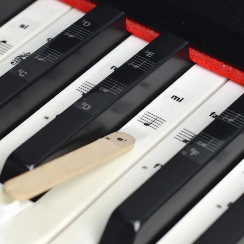 54/61/88 Transparent Piano Keyboard Stickers Electronic Keyboard Key Piano Stave Note Sticker Symbol for White Keys