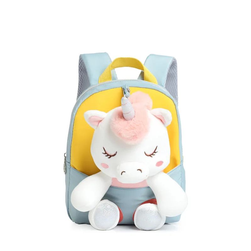 New Cute Unicorn kids backpack plush doll children\'s backpack in kindergarten light school girl backpack nylon backpack for boys