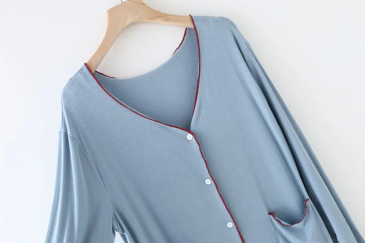 Large Size Long-Sleeved Cardigan Dress Female 90 Kg Spring Autumn Long Nightdress Loose Modal Nightgowns Women Home Clothes