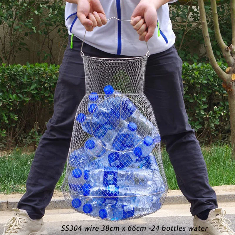 

Durable Foldable Stainless Steel Wire Fishing Basket Cage Prawn Shrimp Minnow Bait Trap lure Net Sea Tackle mesh portable