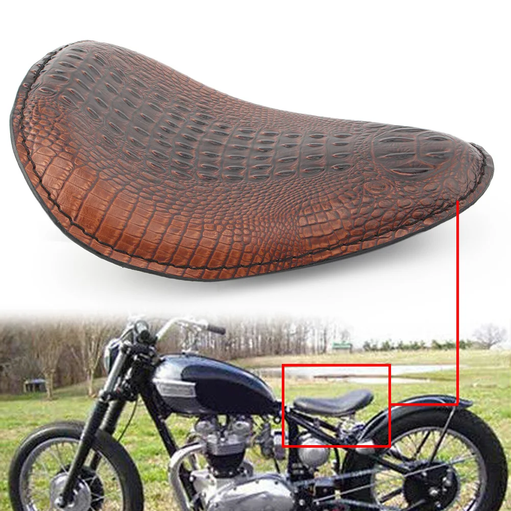 

Brown Alligator Motorcycle Leather Solo Driver Seat For Harley Honda Yamaha Kawasaki Suzuki Sportster Bobber Chopper 004001-0023