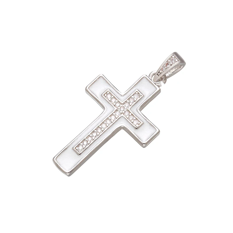 ZHUKOU 17x34mm high quality cross crystal necklace pendant for DIY handmade necklace jewelry accessories making model: VD674