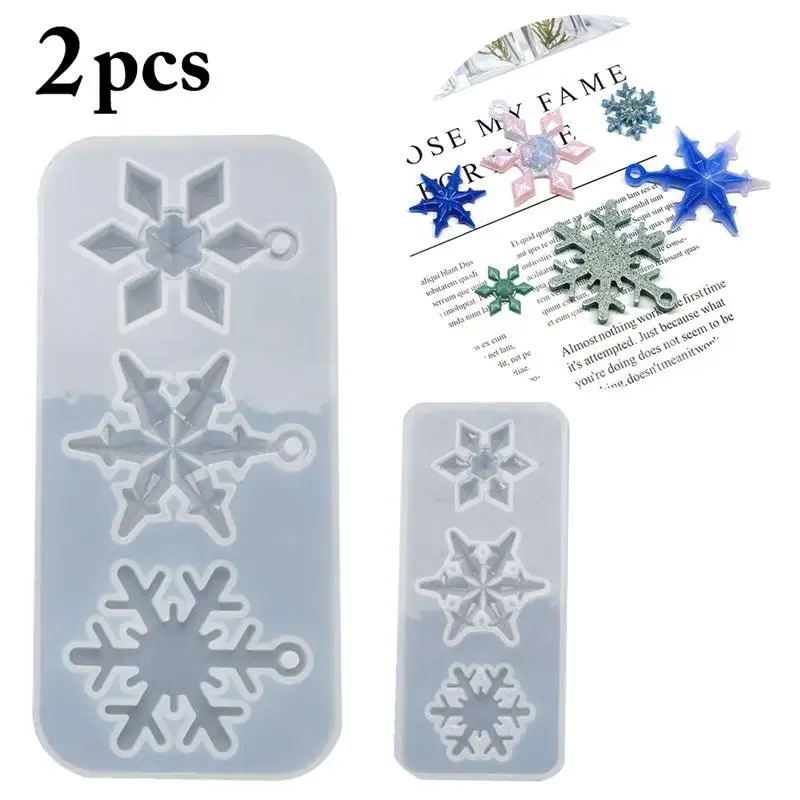 

2Pcs/Set Creative Casting Molds Snowflake Pendant Epoxy Silicone Molds For Christmas Jewelry Making Accessories