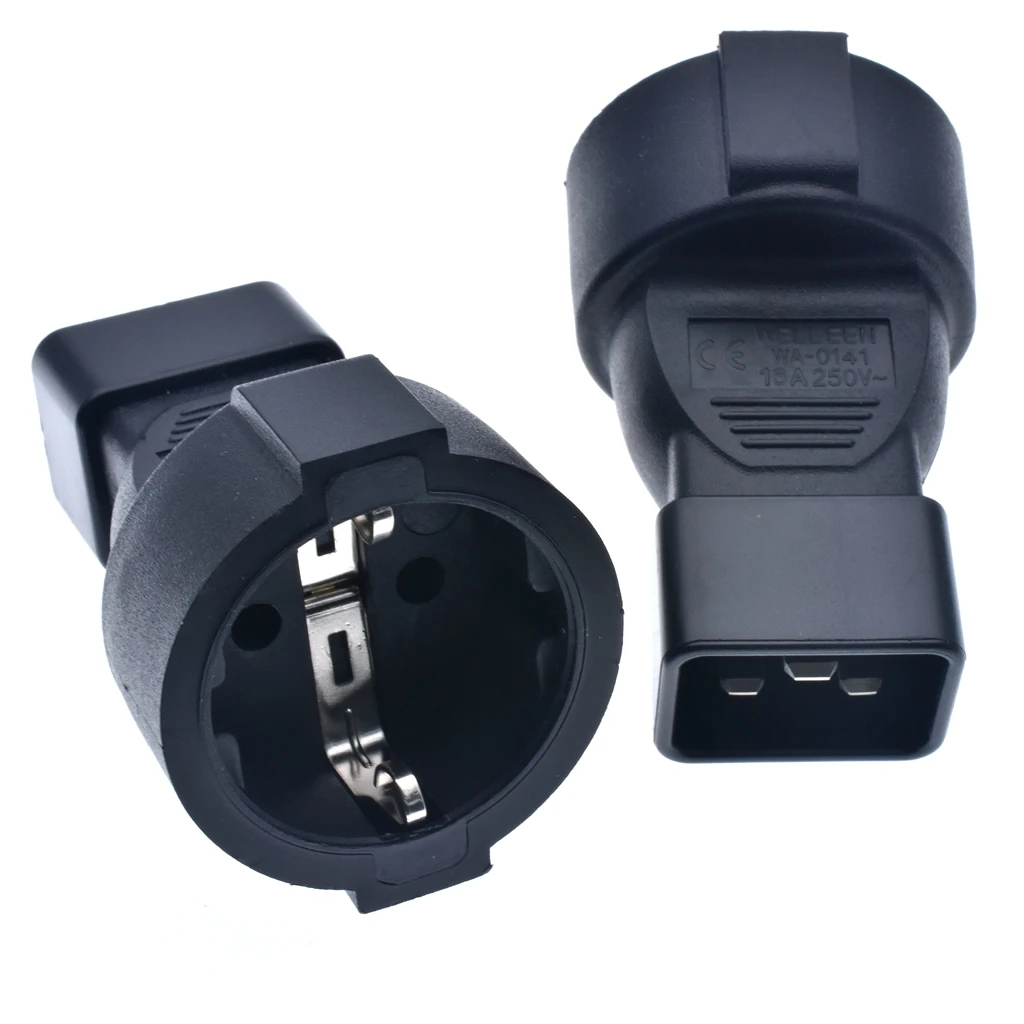 Power Plug Adapter IEC C20 Plug to Schuko CEE7/7 Female Power Adapter Female PDU UPS IEC320 EU Plug Adapter Socket*