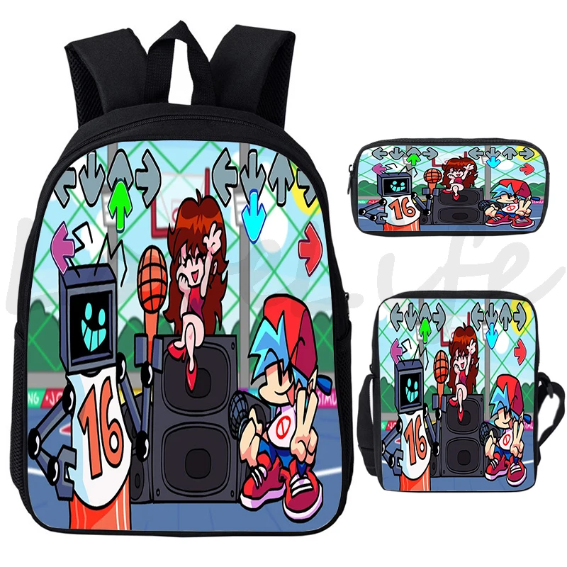 Imagem -04 - Jogo Quente Sexta-feira Noite Funkin Escola Mochila Peças Conjunto Meninos Meninas Bolsas de Escola Adolescentes Viagem Fnf Bookbag Anime Bagpacks