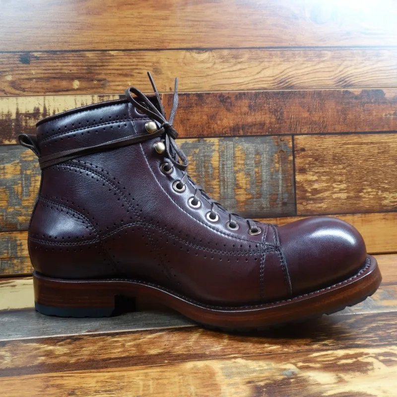 Bottines en cuir véritable pour homme, bottines à bout rond avec lacets, respirantes, de Style britannique, à la mode, pour l'extérieur, haute qualité