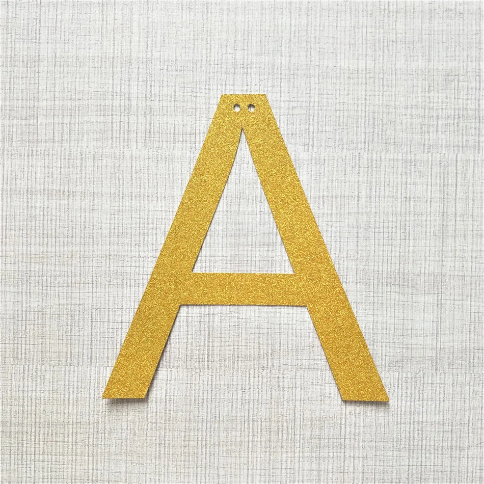 Personalized Alphabet Gold Glitter Letter Paper Banner DIY Name Hanging Flag Garland Decor Birthday Nursery Wedding Party Decor