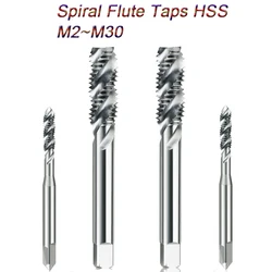 Metric HSS Spiral Flute  Screw Threading Taps Drill Set Tools for Machine Metals  M2 M2.5 M3 M4 M5 M6 M8 M10 M12 M16 M20 M24 M30