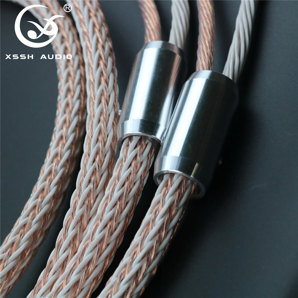 1 Pair XSSH Audio HIFI Carbon Fiber Rhodium Plated Banana Plug to Banana Plug OCC Pure Copper 24 Core Speaker Cable Cord Wire