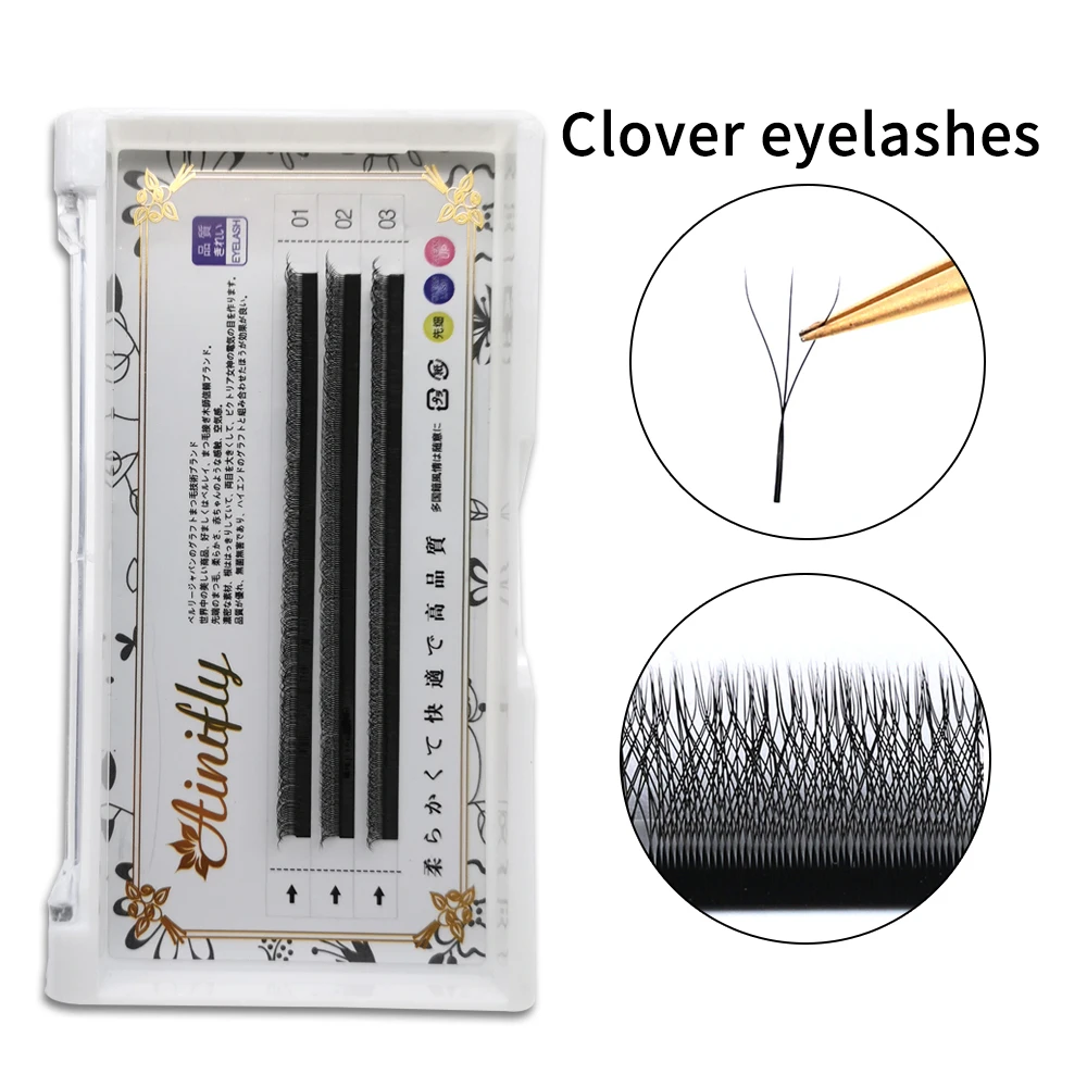 3D Clover Eyelashes Easy Fan Volume Fans Russian Lashes Premade Individual W Shaped Lashes 3d Mink Eyelash Extensions