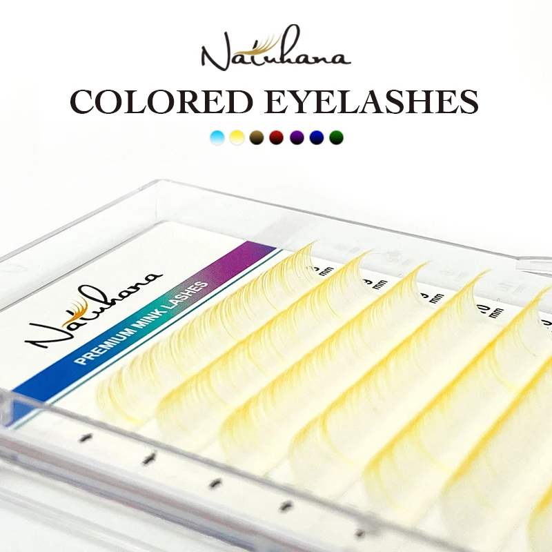 NATUHANA 12Rows White Ombre Colored FalseLashes Individual Faux Mink Gradient Color Eyelash Extension for Makeup Tool