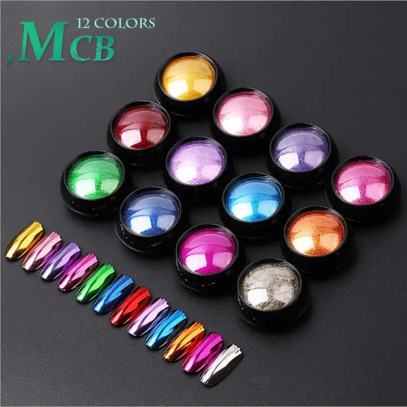 Nail Mirror Powder Box Rose Gold Champagne Gloss Nail Polish Art Nail Decoration Glitter Pigment Powder Manicure Effect T1751