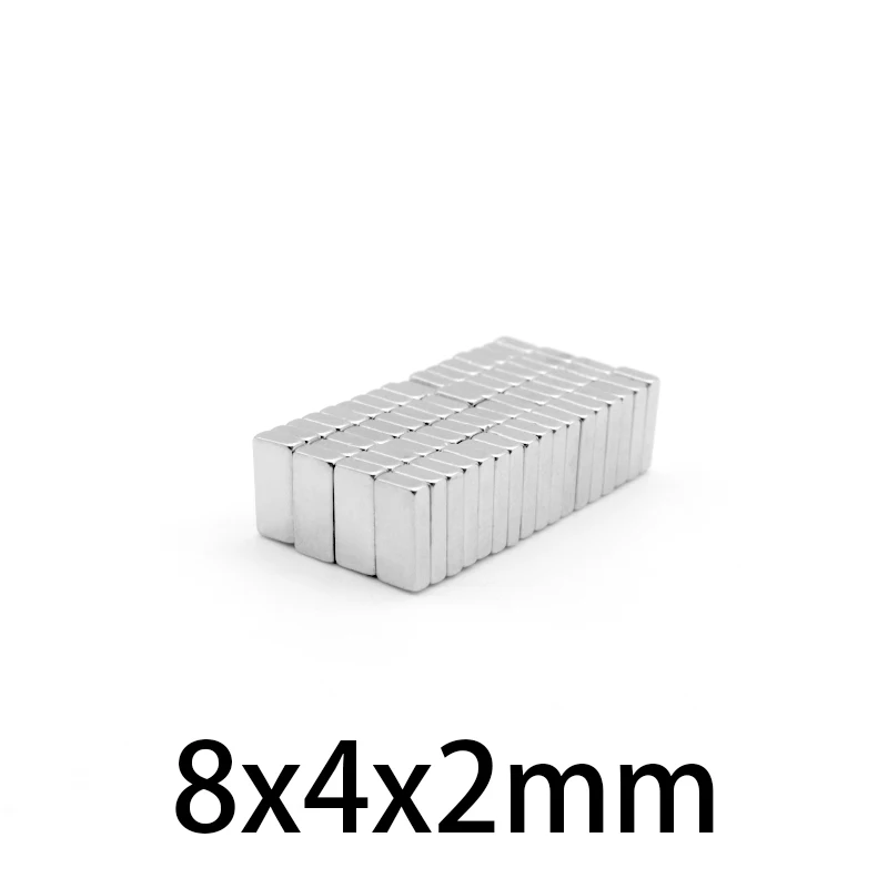 20-500PCS 8x4x2mm Square Search Magnet 8mm x 4mm Permanent Neodymium Magnet Strong 8x4x2mm Small Block Strong Magnet 8*4*2 mm