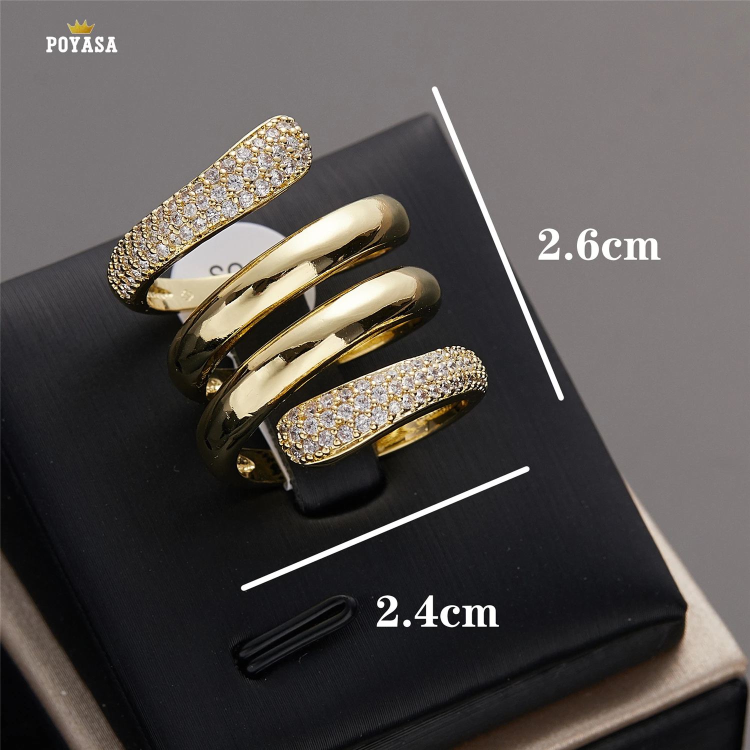 Finger Rings Women Round Crystal Caesar Ring  Gold Color Ethnic Wedding Jewelry Ring