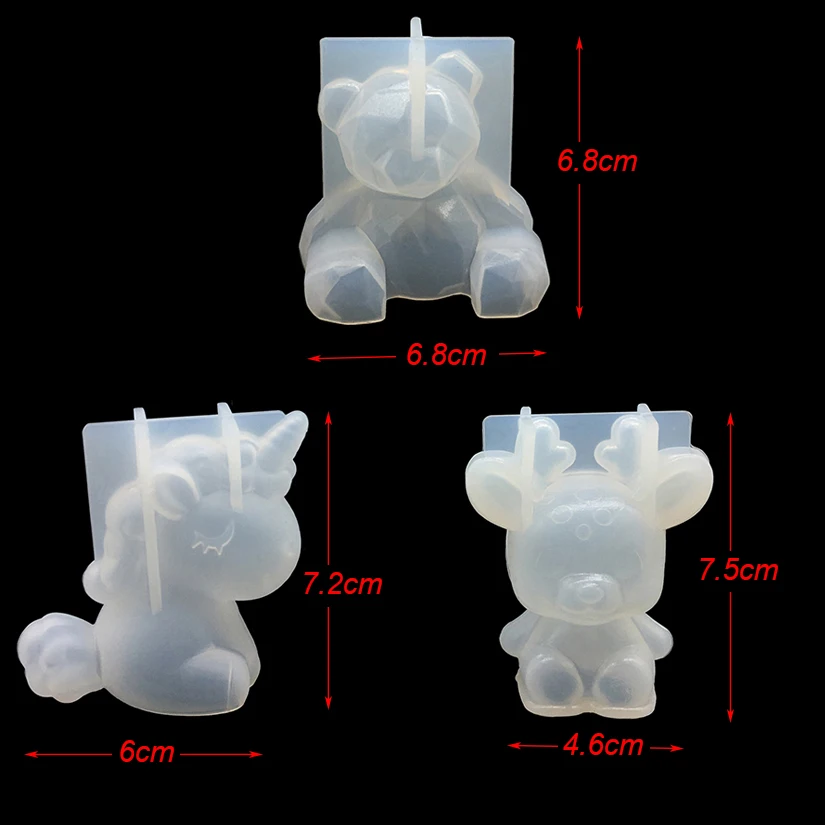 3D Bär Einhorn Horn Weihnachts-Hirsch Baum Katze Liebesherz Löwe Wolf Ente Silikon Zuckerform Fondant Kuchendekorationswerkzeuge – Detail 2