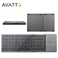 AVATTO Brasil Portuguese/English B033 Mini Folding keyboard, Wireless Bluetooth Keyboard with Touchpad for Windows,Android, IOS