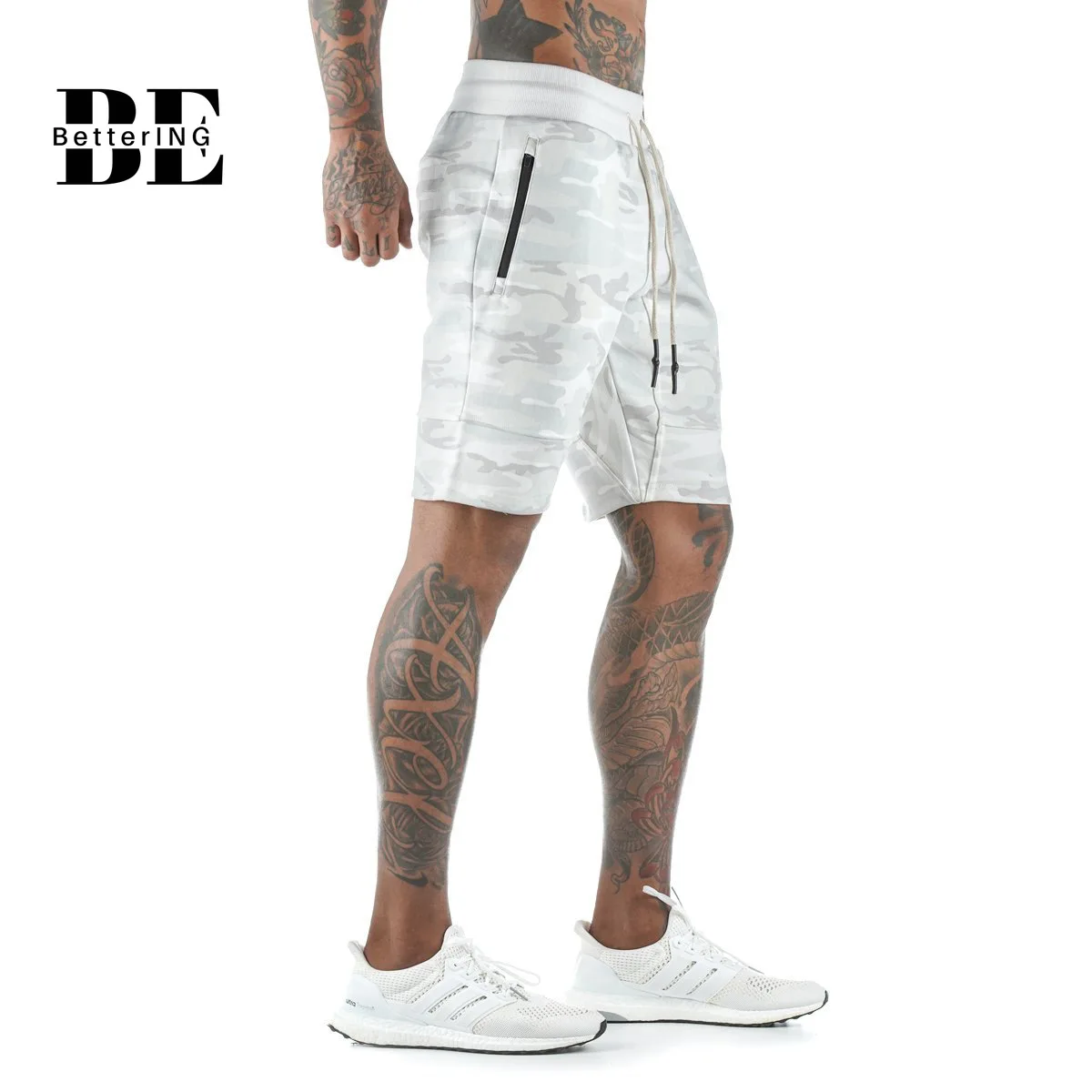 The New Summer 2021 Fitness Five-minute Pants Camouflage Running Sports Casual Shorts Stretch Breathable Slim Shorts