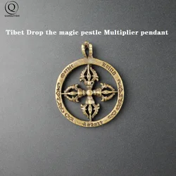 Ancient Tibetan Cross Vajra Pestle Pendant Necklaces For Women And Men Retro Color Copper Round Jewelry Car Keychains New Gift