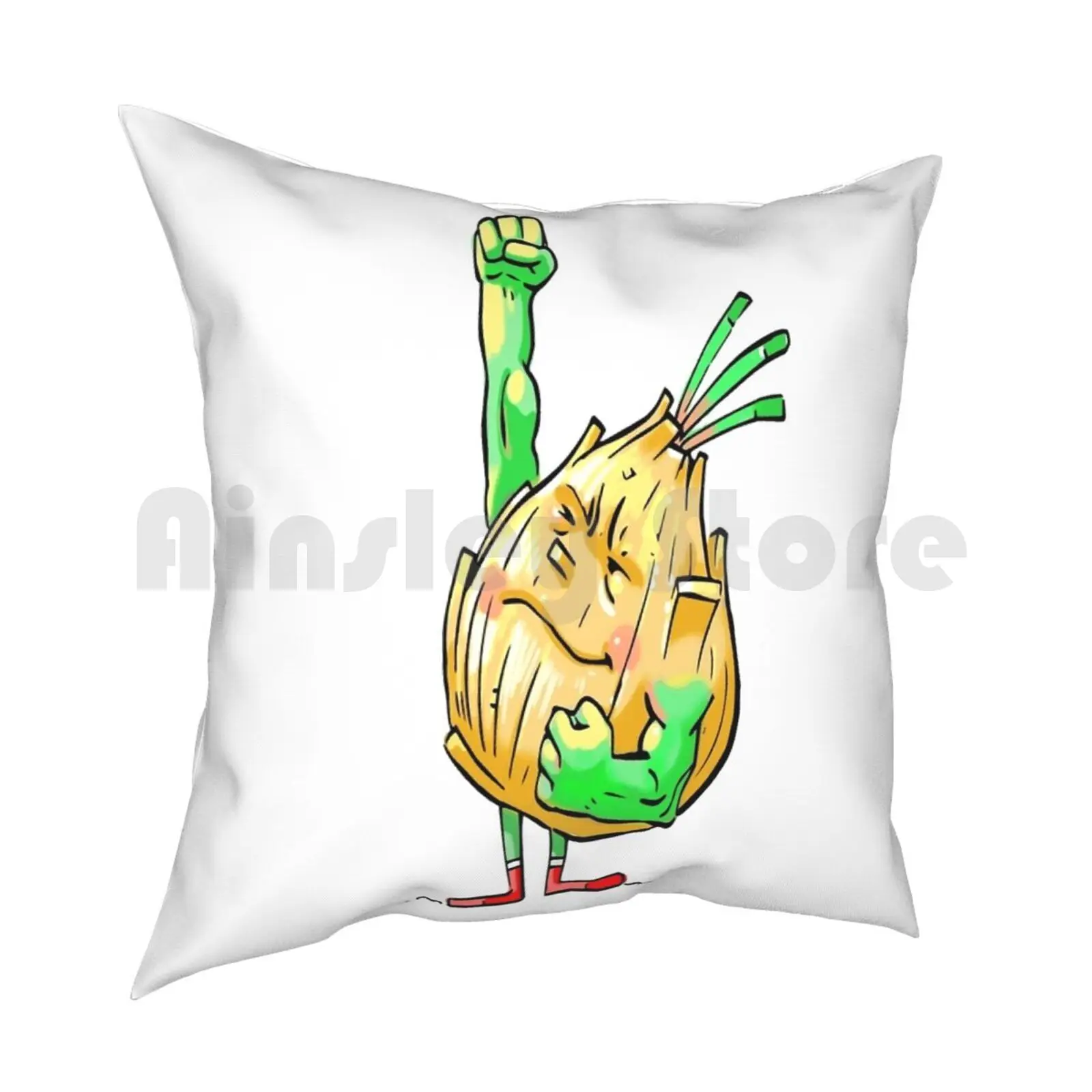 Strong Onion Foodietoon Superhero Pillow Case Printed Home Soft DIY Pillow cover Onion Onion Hero Onions Onions Hero Vegan