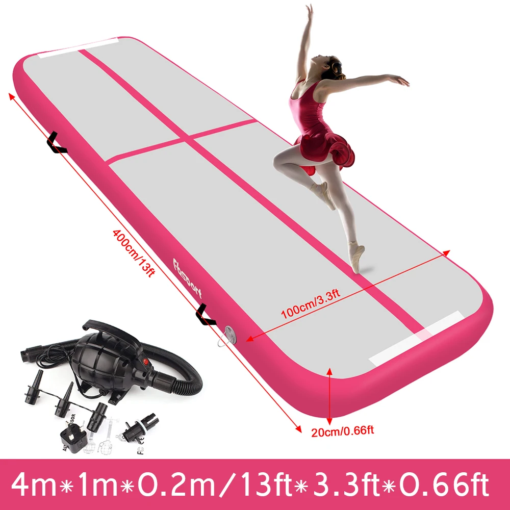 

Inflatable Gymnastics AirTrack 4*1*0.2M Tumbling Track Air Floor Trampoline for Home Use/Training/Cheerleading/Beach Air pump