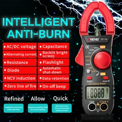 ST170 Digital Clamp Meter DC/AC Current Multimeter Ammeter Voltage Tester Diode Current Capacitance NCV Ohm Test Tool Dropship