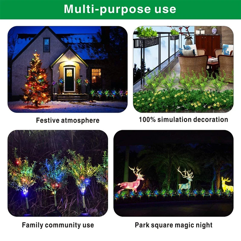 2 Pack Solar Garden Light Outdoor Multi-Color Changing Solar Flickering Tree Light Solar Stake Light For Garden Patio Yard Lawn