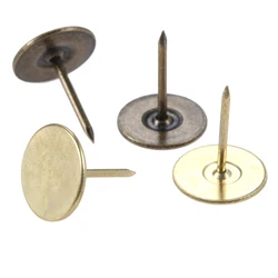 50pcs Upholstery Nails Flat Round Head Metal Pushpins Antique Bronze/Gold 15mmx19mm Vintage Tacks Stud Jewelry Box Sofa Decor