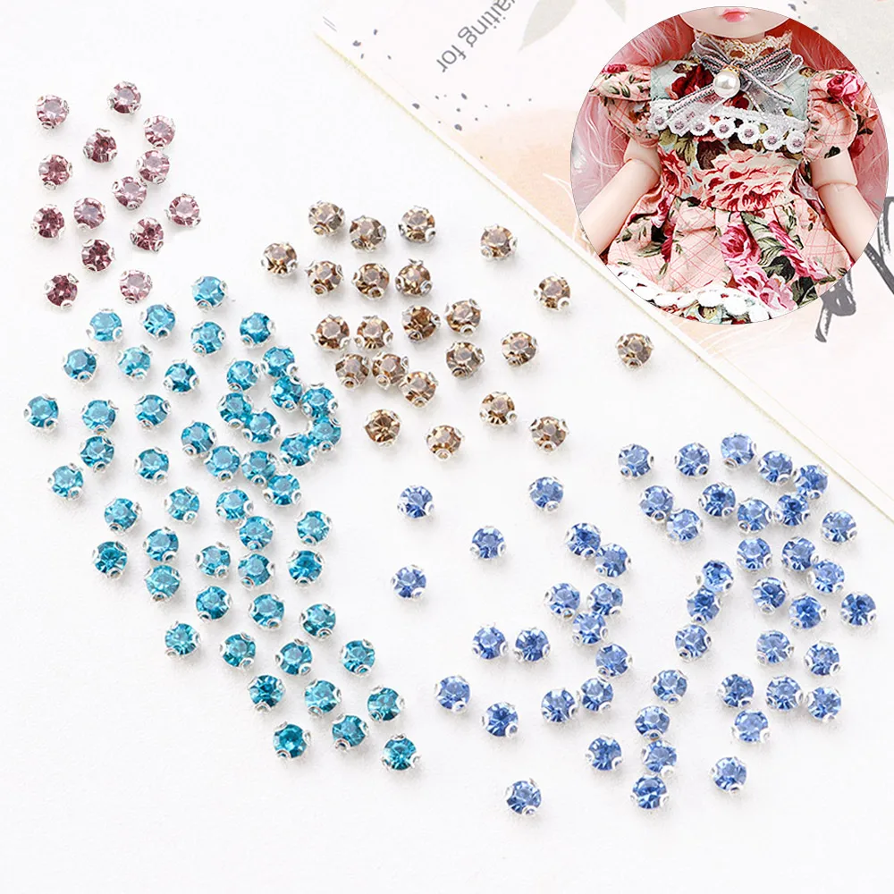 50pcs Diamond Mini Buttons For Dolls Clothes Rhinestones Button For Doll Necklace Headwear DIY Craft Decoration Accessory