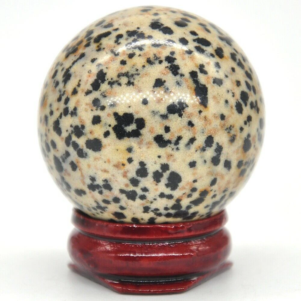 40mm Dalmatian Jasper Quartz Crystal Shpere Healing Reiki Gemstone Massage Ball Trinket Natural Stone Decoration With Stand