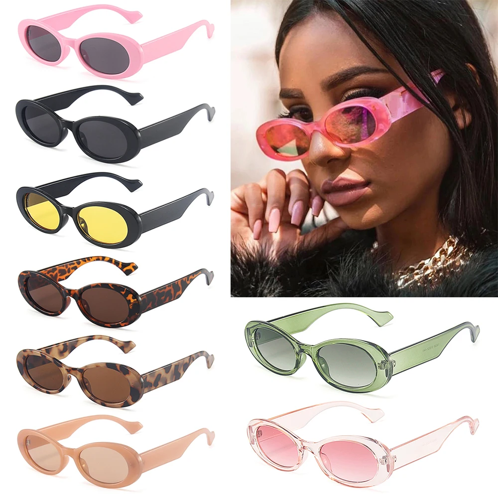 Women Men Fashion Brand Design UV400 Sunglasses Small Oval Trending Outdoor Cycling Glasses Jelly Color Vintage Shades Accessory