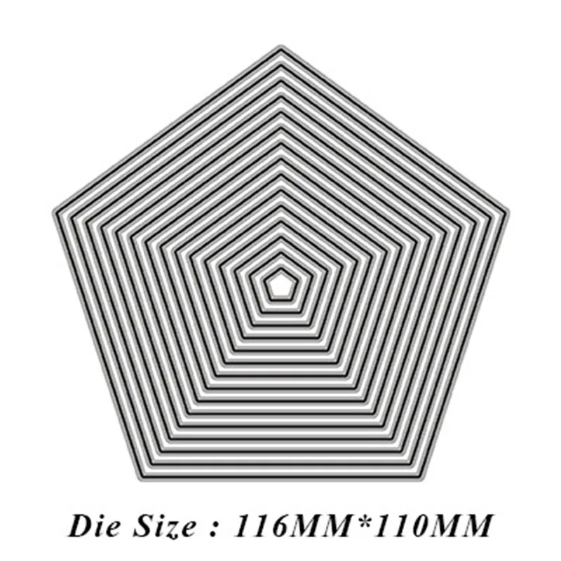 116*110mm Laced Pentagon Frame Set Metal Cutting Dies for Scrapbooking DIY Photo Album Card Making Decorative Stencil dies cuts