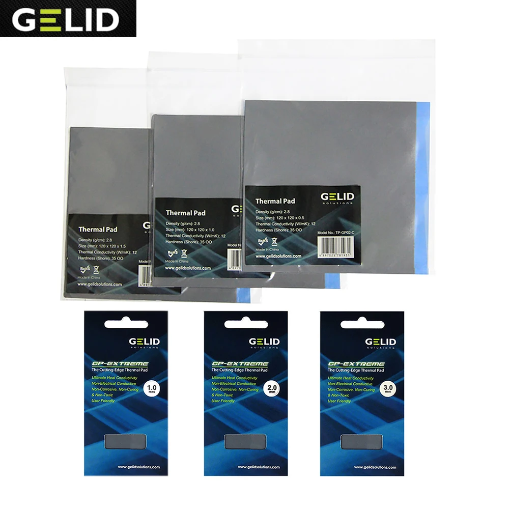 GELID 80X40 120X120 0.5 1.0 1.5 2.0 3.0mm PC CPU GPU Heatsink Cooling North and South Bridge Video card Thermal Pad 12W/mk