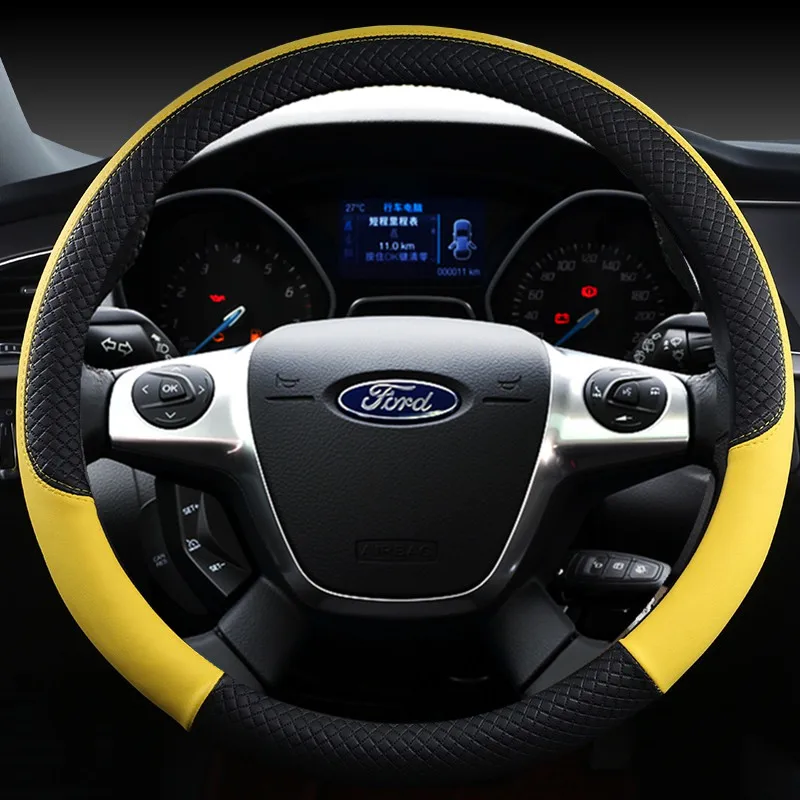 Automobiles Anti-slip Car Steering Wheel Cover Car Grid Steering Cover For ford focus restyling transit mk3 mondeo mk3 covers