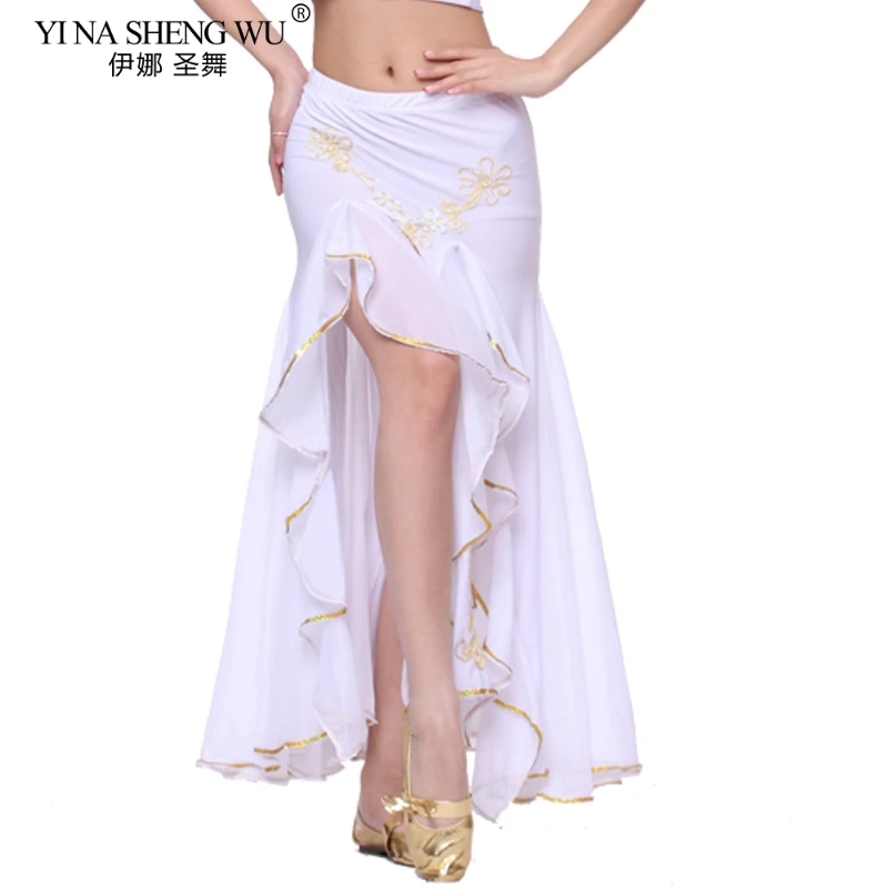 New Belly Dance Costume Bellydance Skirt India Women Double Split Wrap Costumes Stage Performance Dress Clothing Long Wave Skirt