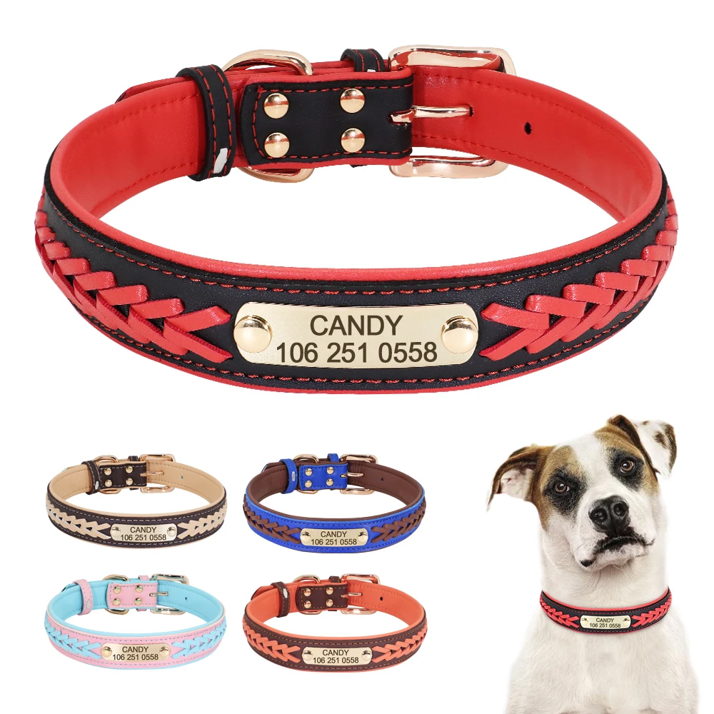 Personalized Dog Collar Custom Pet Puppy Nameplate Collars Free Engraved ID Tag Adjustable For Small Medium Large Dogs Chihuahua