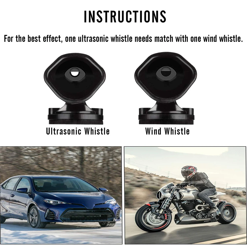 2Pcs Ultrasonic Animal Saving Wind Whistle Cars Motorcycle Deer Warning Repeller Black Whistles warn deer up to 1/4 mile away