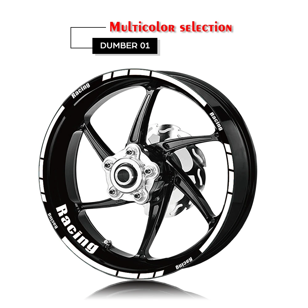 Motorcycle Tire wheel logo stickers reflective stripe moto decals17 inch universal for Honda Yamaha BMW KTM Ducati Suzuki Racing