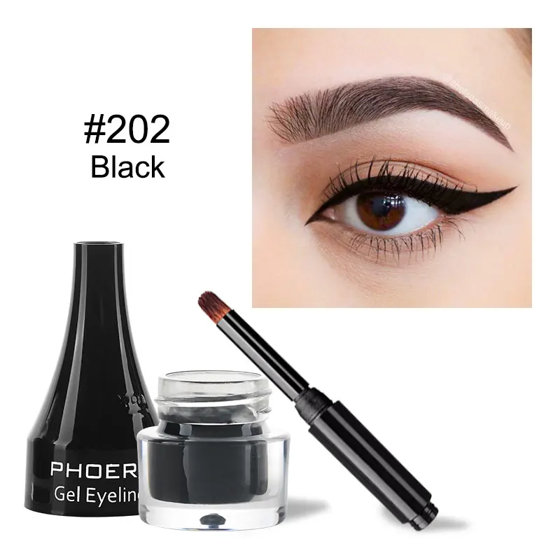 PHOERA Colorful Eyeliner 10 Colors Waterproof Eyeliner Gel With Brush Long-lasting Eye Liner Cream Makeup Tools Women Cosmetics