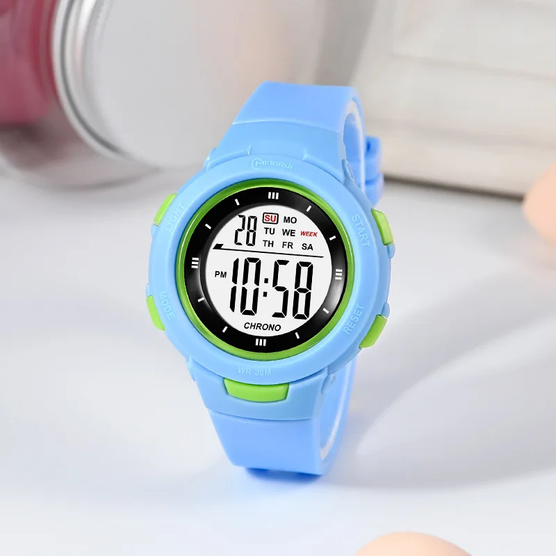 Montre électronique pour enfants, boucle ardillon, étanche, réveil lumineux multifonctionnel, tendance