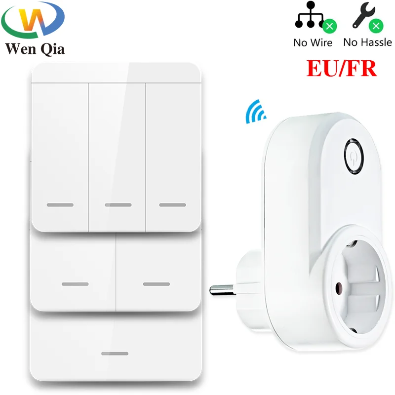 

433 mhz Wireless Remote Control Switch EU French socket AC220V 15A RF Universal Remote Plug Smart Home Controller For Lamp