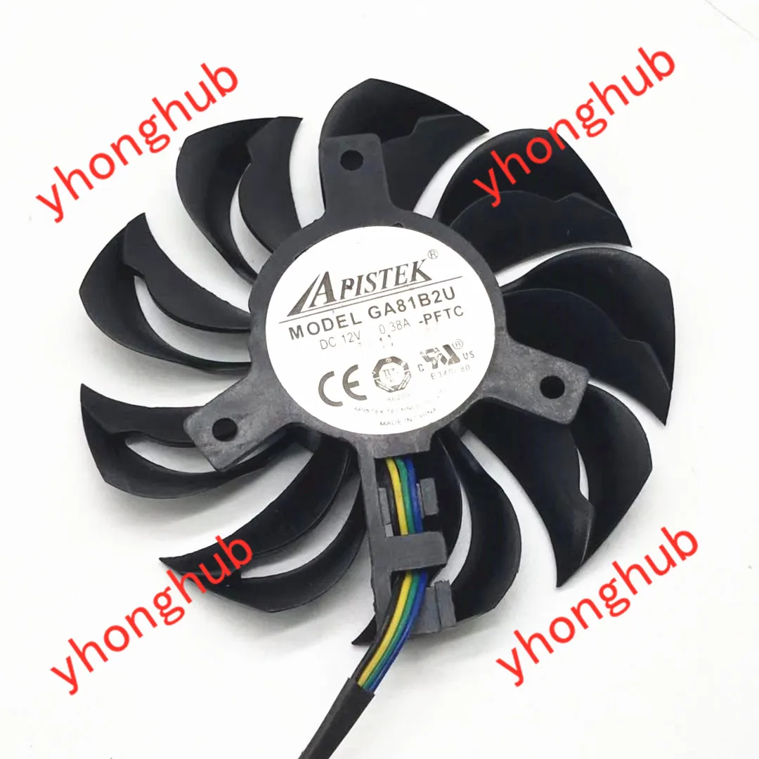 

APISTEK Rotek GA81B2U PFTC DC 12V 0.38A, Dia. 75mm C.T.C 39mm 4-Wire Server Cooling Fan