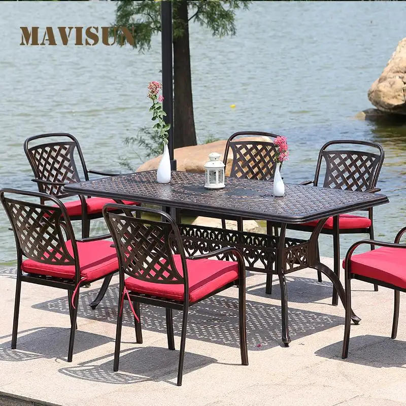 

Aluminum Dining Table And Chairs European-Style For Family Home Balcony Courtyard Breakfast Outdoor Garden Furniture Set