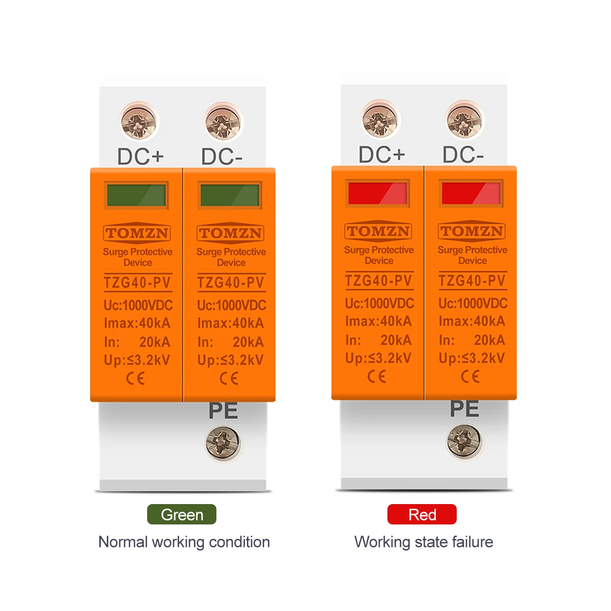 SPD DC 500V 800V 1000V 20KA~40KA  House Surge Protector Protective Low-voltage  Arrester Device