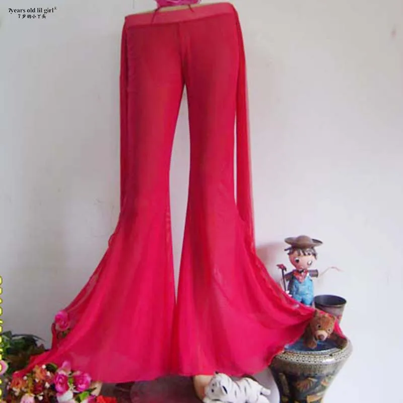 Belly Dance Popularity Of Taiwan Water Yarn Single-Layer Big  Llounces  Double-Side Lace Liared Pants CA30