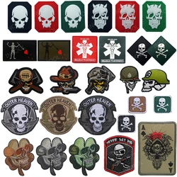 Decorative Embroidered Patch Tactical Skull Reflective Patch Emblems Rubber Funny Badges Embroidery Motorcycle Patches