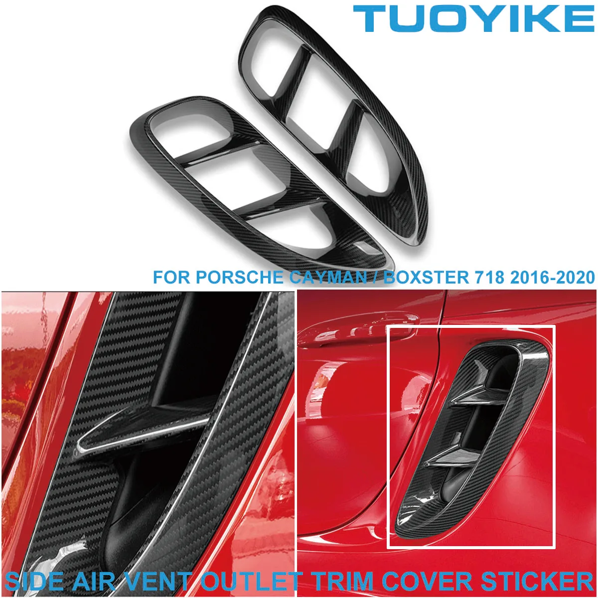 

Real Carbon Fiber Two Side Air Vent Outlet Decorative Trim Cover Panel Sticker For Porsche Cayman Cayman-S Boxster Boxster-S 718